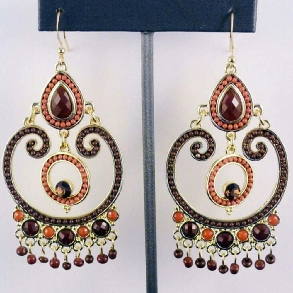 Bohemian Brown Chandelier Earrings